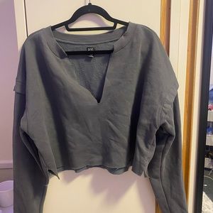 BDG urban outfitters grey cropped vneck sweatshirt size large (runs small)